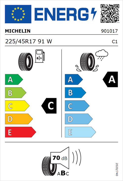 Tyre Label for Michelin Primacy 5 225/45R17 91W